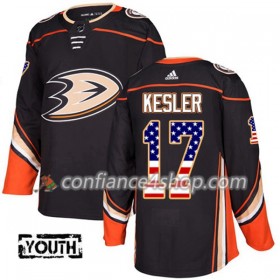 Adidas Maillot de Hockey Anaheim Ducks Ryan Kesler 17 2017-2018 Noir USA Flag Fashion Authentic - Enfant